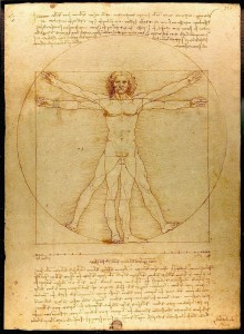 Bild da Vinci, Mann im Kreis und Quadrat